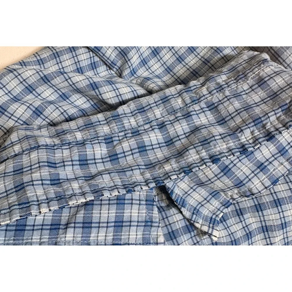 The North Face Mens XL Blue Plaid Short Sleeve Button Up Hiking Shirt